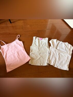 Three-Pack XS TankS/Tops — Pink, Gray, White Edikted and Garage
